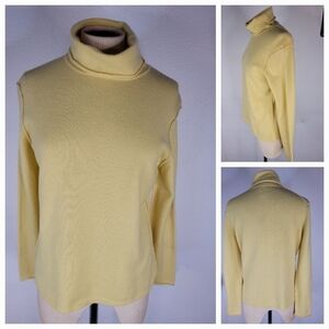 D. Sport Sz 3 Turtleneck 100% Cashmere Sweater Yellow Exposed Seams